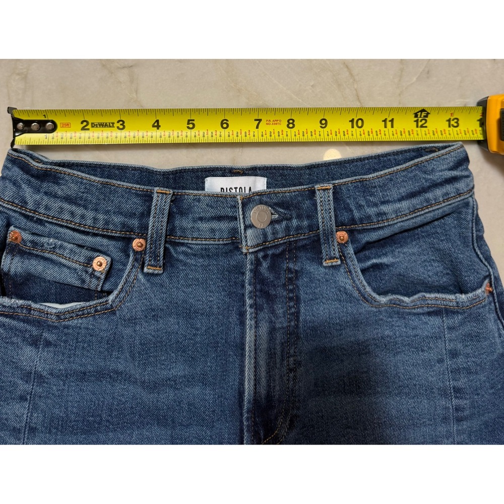 Pistola Womens Eli High Rise Barrel Leg Seam Detail Jeans Medium Wash Size 27 - Picture 7 of 13